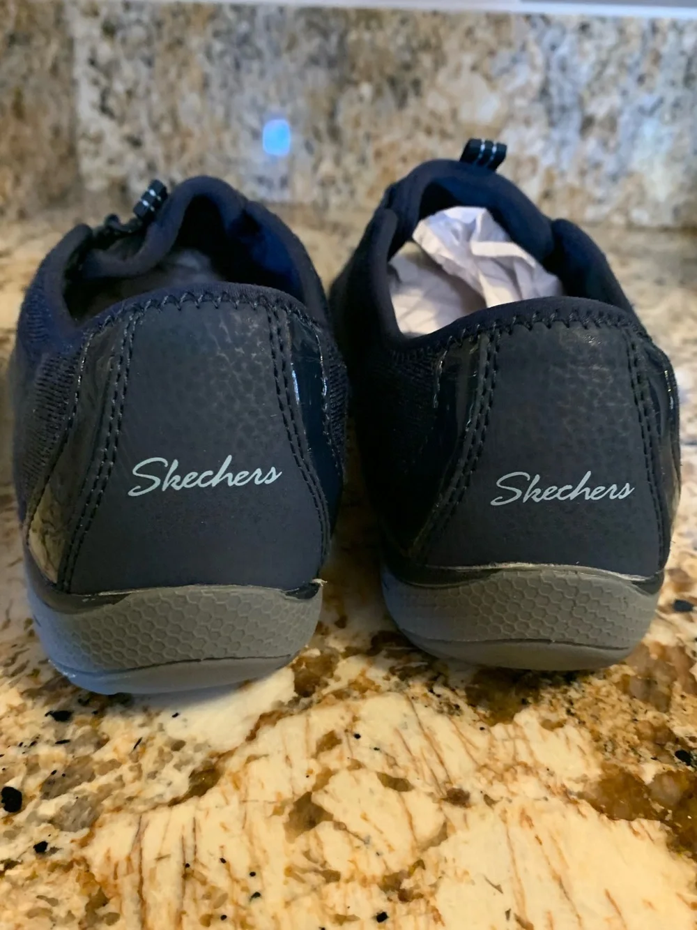 Skechers blue memory foam slip on tennis shoes size 8
